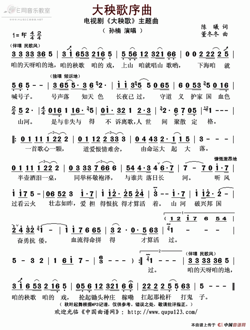 大秧歌序曲简谱
